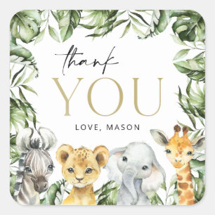 Jungle Animals, Safari, Wild One, First Birthday Square Sticker