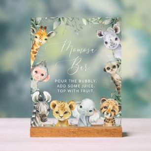 Jungle Animals, Safari, Wild One, Momosa Bar Acrylic Sign
