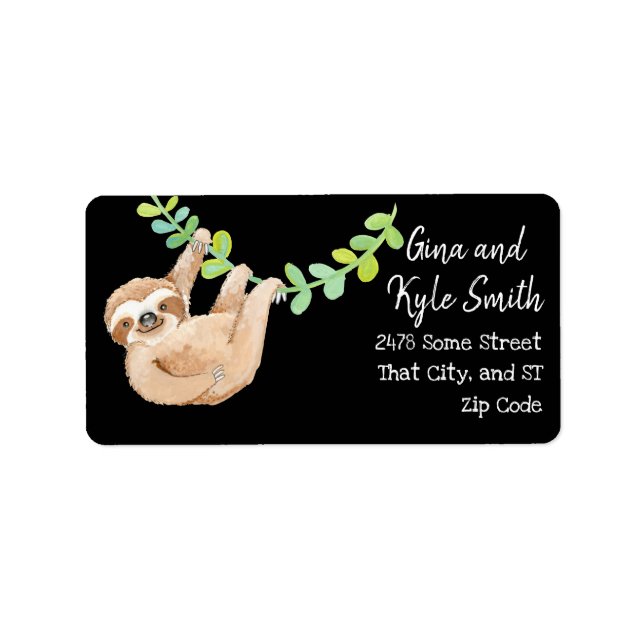 Jungle Animals Sloth Custom Address Labels (Front)