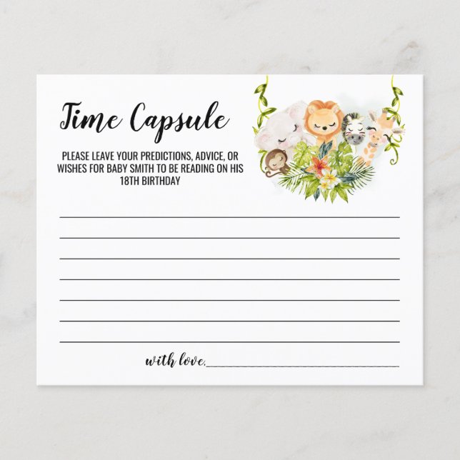 Jungle Animals Time Capsule Advice for Baby card (Front)