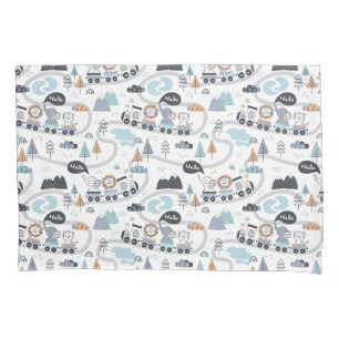 Jungle Animals Train Baby Toddler Boy  Pillowcase