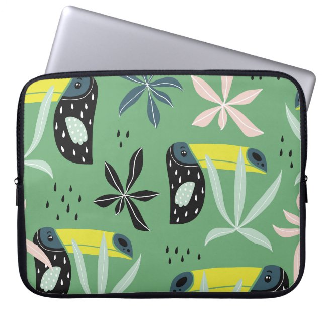 Jungle animals, tropical elements, seamless. laptop sleeve (Front)