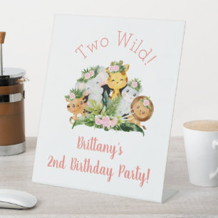 Jungle Animals Two Wild 2nd Birthday Party   Pedestal Sign