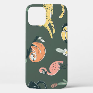 Jungle Animals Vintage Flora Fauna iPhone 12 Case