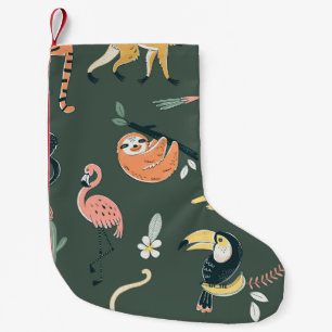 Jungle Animals Vintage Flora Fauna Small Christmas Stocking