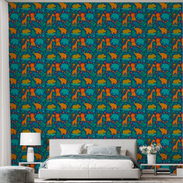Jungle animals wallpaper (Bedroom)