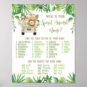 Jungle Animals What's Your Spirit Animal Name Game Poster