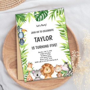 Jungle Animals Wild Party Card for Kids