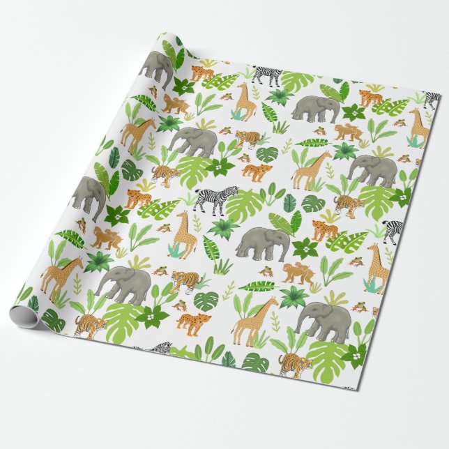 Jungle Animals Wrapping Paper (Unrolled)