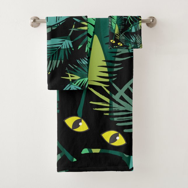 Jungle at Night Pattern Bath Towel Set (Insitu)