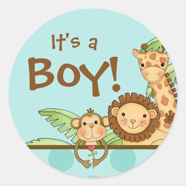Jungle Babies Aqua Blue - Stickers (Front)