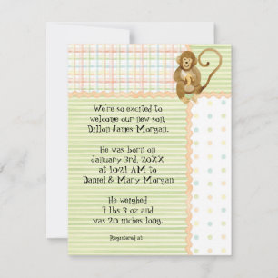 Jungle Babies, Boy Baby Birth Announcement 3