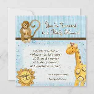 Jungle Babies, Boy Baby Shower Invitation - Blue