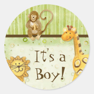 Jungle Babies, Boy Baby Stickers - Green