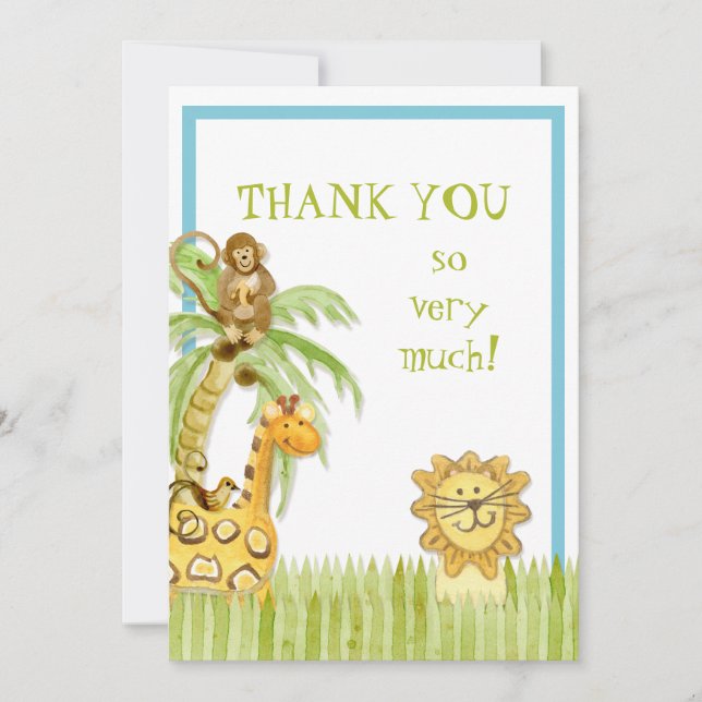 Jungle Babies, Boy Thank You Notes (Front)