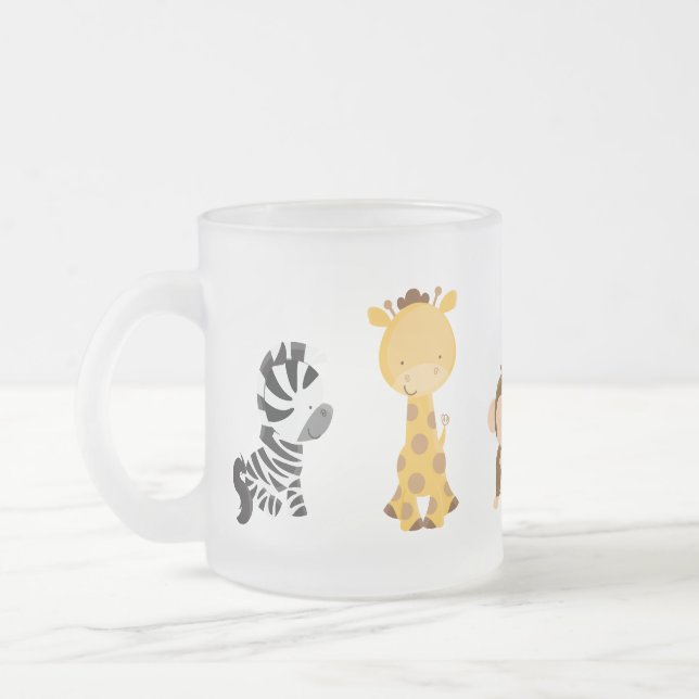 Jungle Babies Frosted Glass Coffee Mug (Left)
