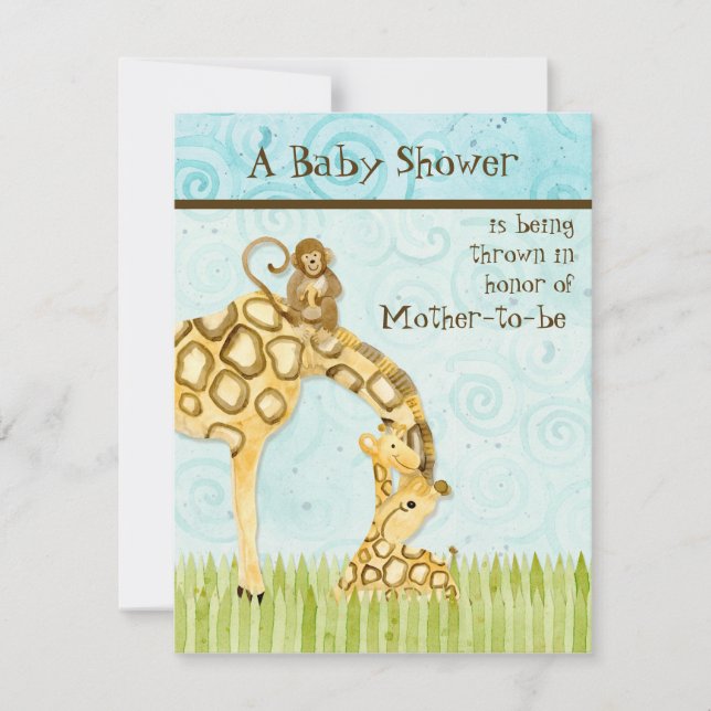 Jungle Babies, Giraffe Baby Shower Invitation (Front)