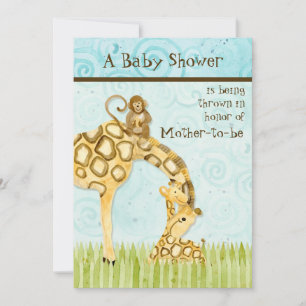 Jungle Babies, Giraffe Baby Shower Invitation