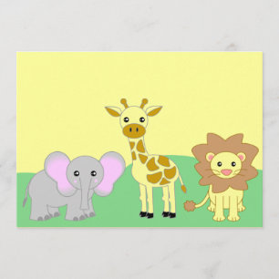 Jungle Baby Animals 5x7 Baby Shower Invitations