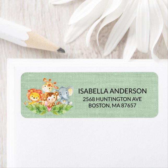 Jungle Baby Animals Baby Shower Address Label (Insitu)