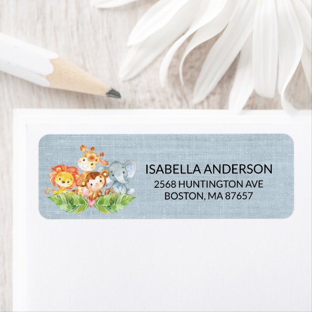 Jungle Baby Animals Baby Shower Address Label (Insitu)
