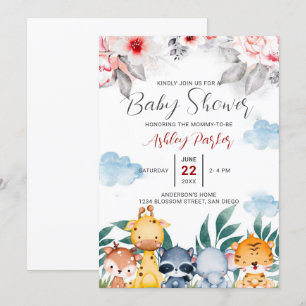 Jungle Baby Animals  Invitation