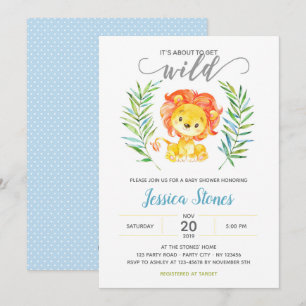 Jungle Baby Boy Shower Invitations (Lion)