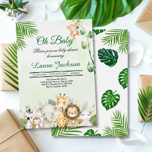 jungle baby boy shower wild tropical invitation