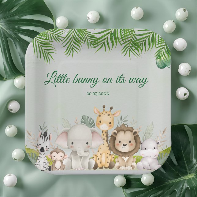 jungle baby boy shower wild tropical Invitation  Paper Plate (Creator Uploaded)