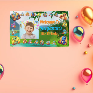 Jungle Baby Dino Kids Birthday Party Banner