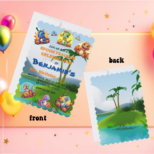 Jungle Baby Dino Kids Birthday Party Invitation