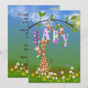 Jungle Baby Girl Shower Invitation