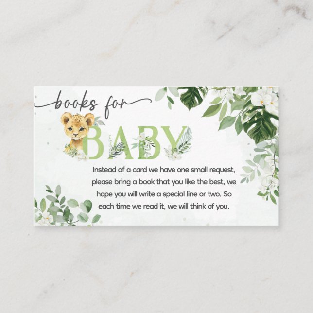 Jungle Baby Shower Books for Baby Enclosure Card (Front)