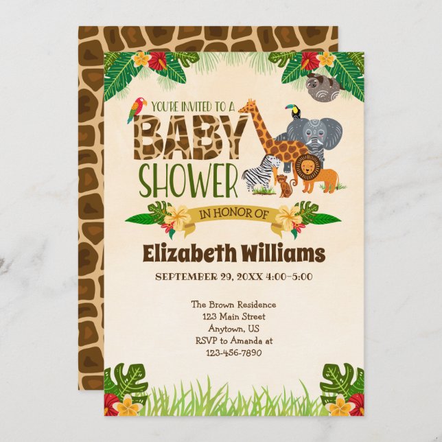 Jungle Baby Shower Invitation (Front/Back)