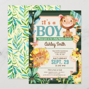 Jungle Baby Shower Invitation Boy