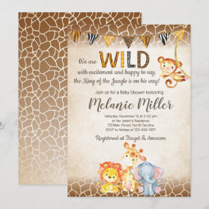 Jungle Baby Shower Invitation, Boy Elephant Baby Invitation