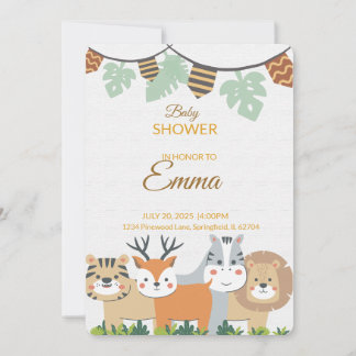Jungle Baby Shower Invitation – Safari Animal Them