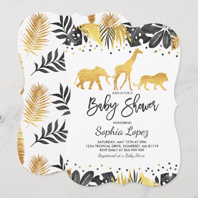 Jungle Baby Shower Invitation Tropical Baby Shower (Front/Back)