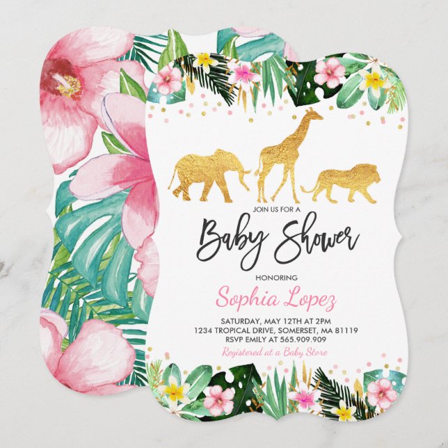 Jungle Baby Shower Invitation Tropical Baby Shower (Front/Back)
