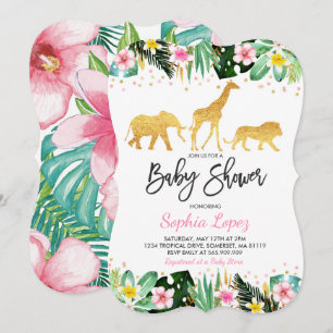 Jungle Baby Shower Invitation Tropical Baby Shower