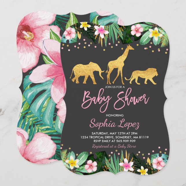 Jungle Baby Shower Invitation Tropical Baby Shower (Front/Back)