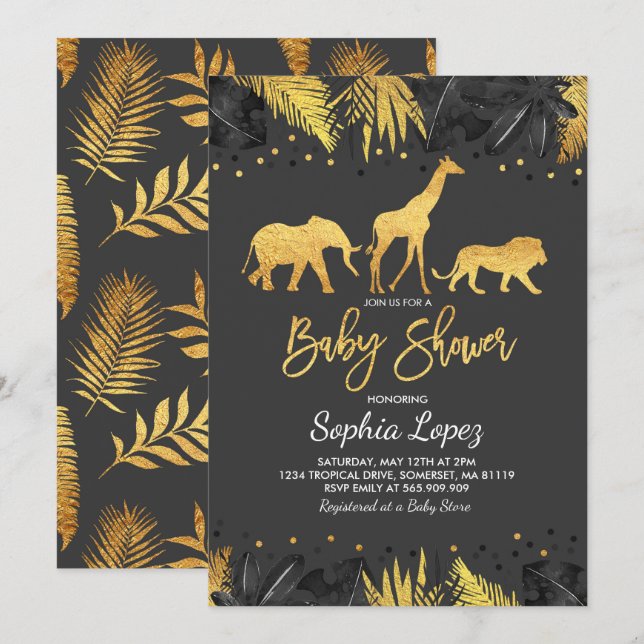 Jungle Baby Shower Invitation Tropical Baby Shower (Front/Back)