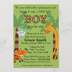 Jungle Baby Shower Invite "Boy"