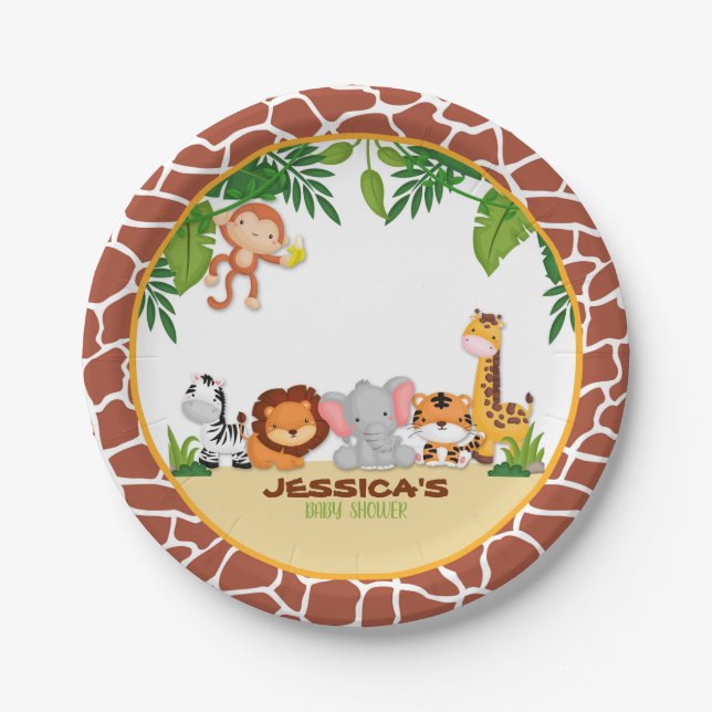 Jungle Baby Shower Paper Plate (Front)
