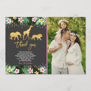 Jungle Baby Shower Thank You Card Jungle Shower
