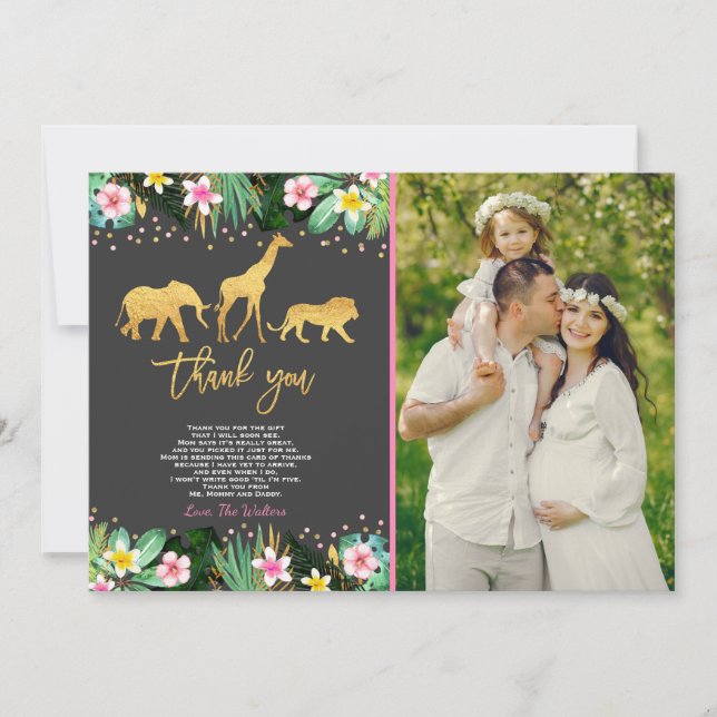 Jungle Baby Shower Thank You Card Jungle Shower (Front)