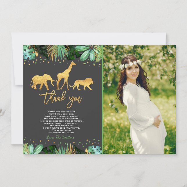 Jungle Baby Shower Thank You Card Jungle Shower (Front)