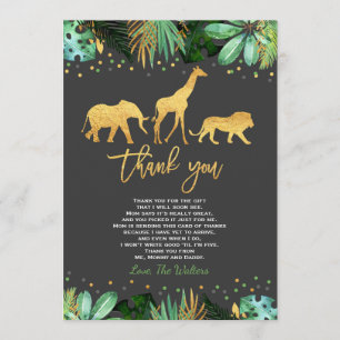 Jungle Baby Shower Thank You Card Jungle Shower