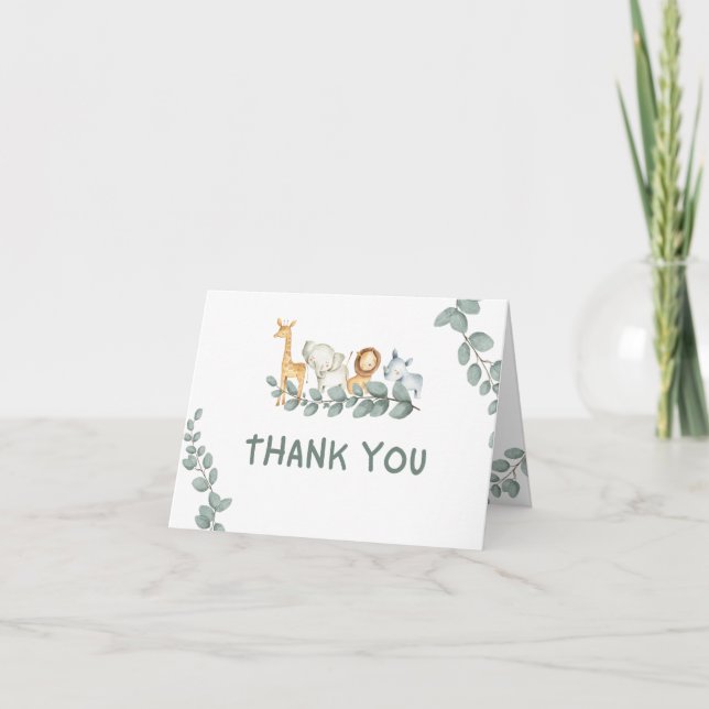 Jungle Baby Shower Wild One Thank You Card (Front)