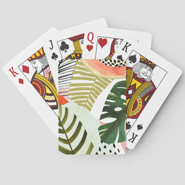 Jungle Beat Tropical Greenery Playing Cards (Back)